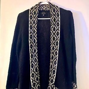 Size Small Lucky Brand Long-Sleeve Cardigan - Black with White accents